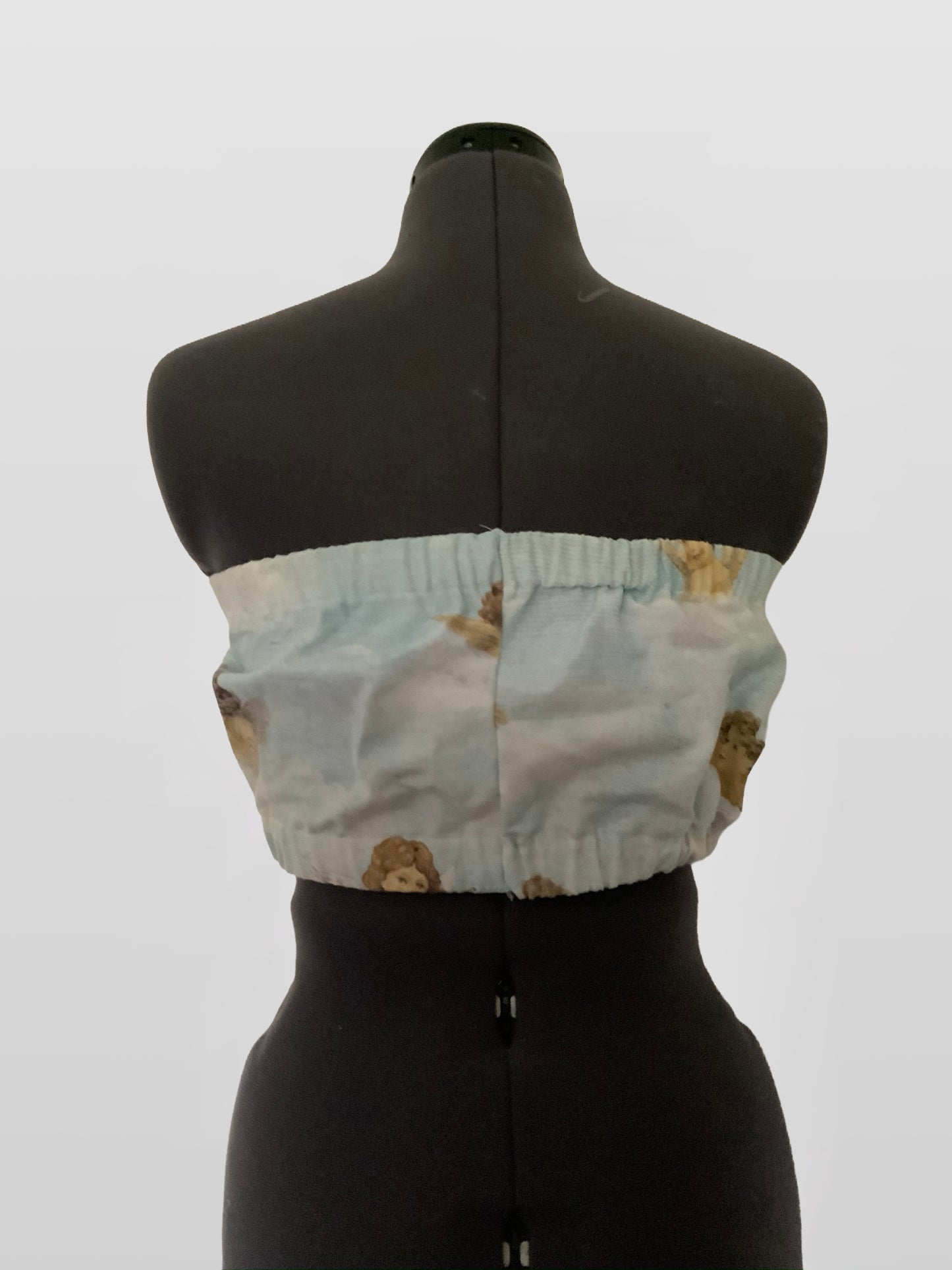 Cherub Print Strapless Crop Top