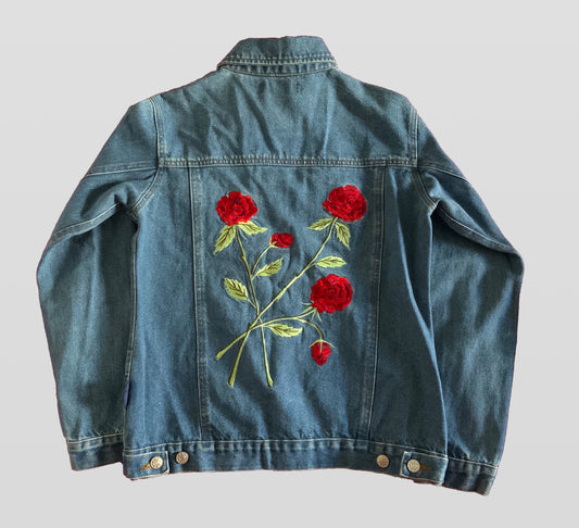 Embroidered Rose Denim Jacket