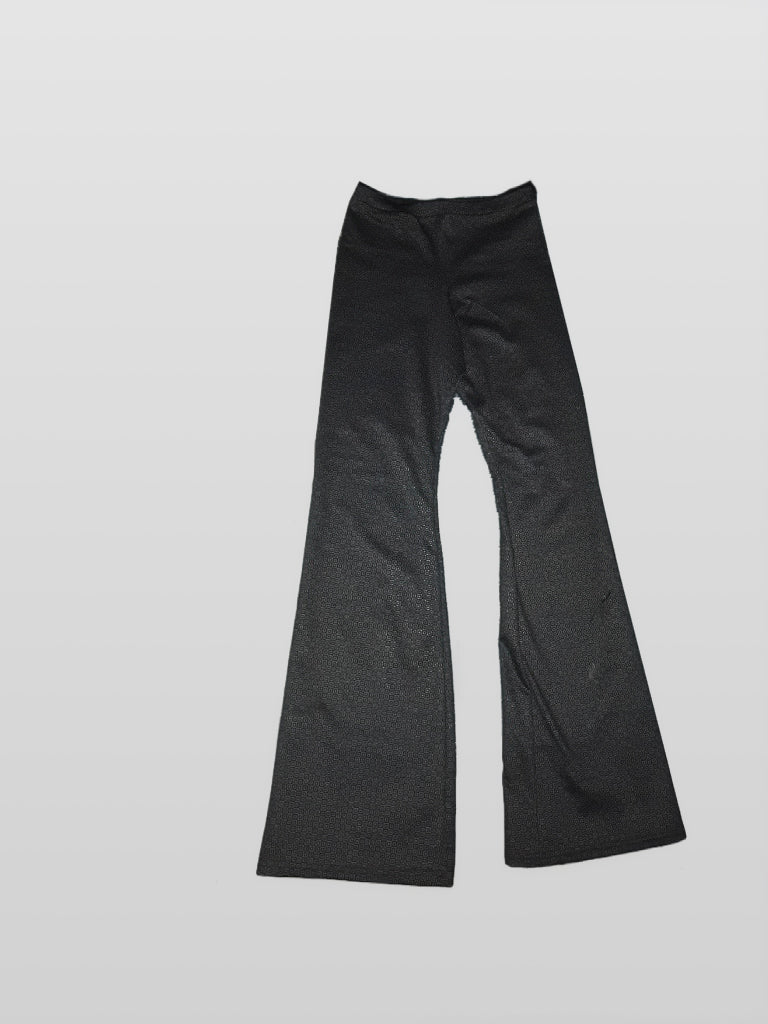 Black Textured Bell Bottom Trousers