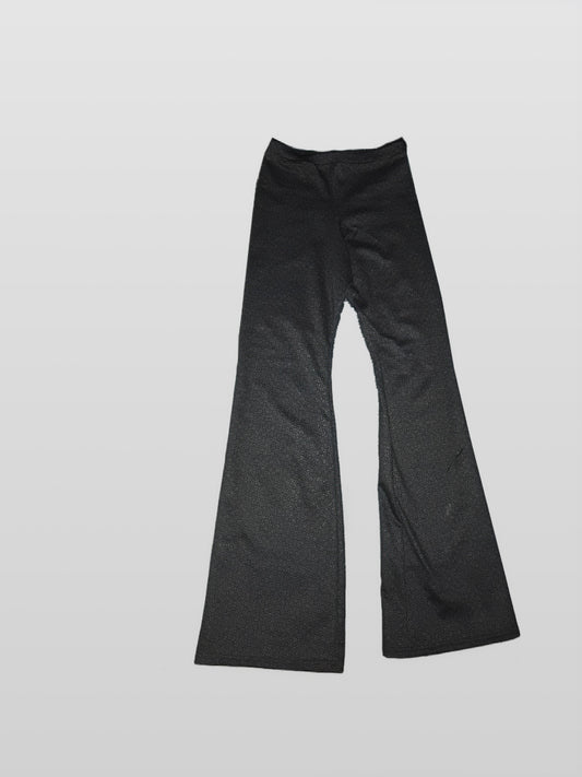 Black Textured Bell Bottom Trousers