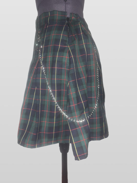 Green Tartan Chain Detail Skirt